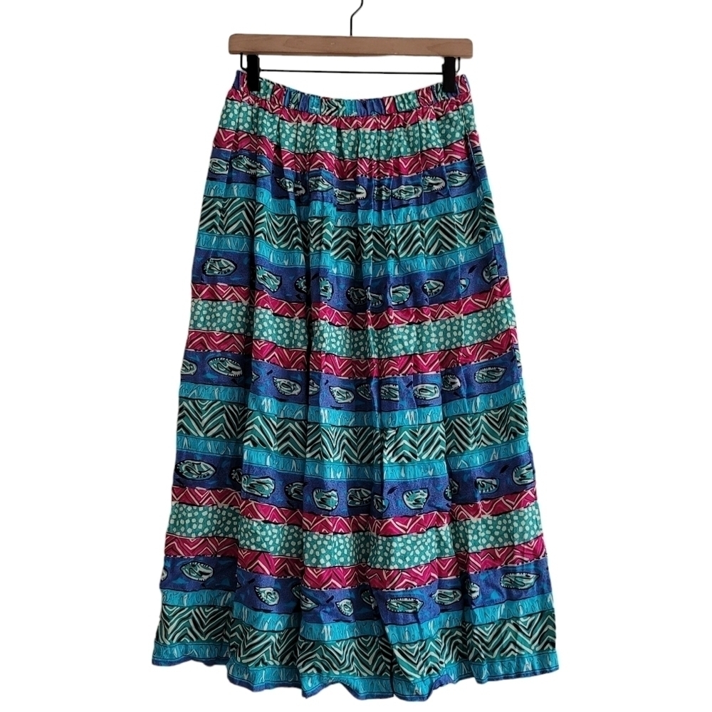 VTG Koret Bright Stripe Pull-On Midi Skirt‎